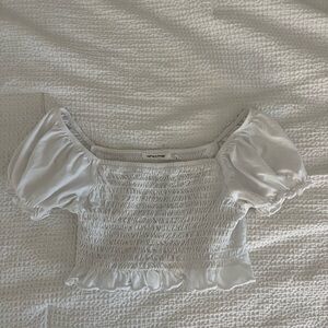 Elegant White Smocked Women's Top